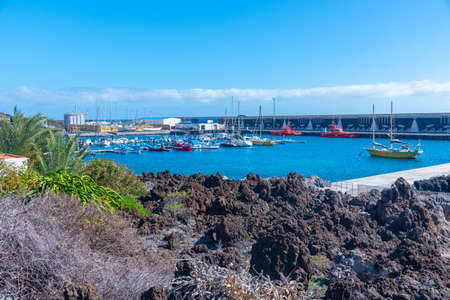 View of port at La Restinga town at El Hierro, Canary islands, Spain.のeditorial素材