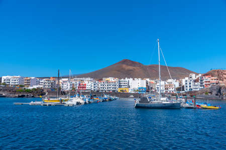 View of port at La Restinga town at El Hierro, Canary islands, Spain.のeditorial素材