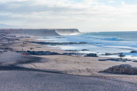 Coastline with beaches extending from El Cotillo village at Fuerteventura, Canary islands, Spain.