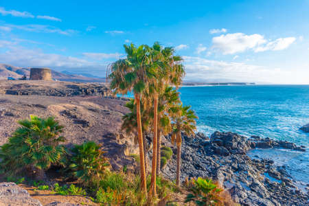El Toston castle at El Cotillo village at Fuerteventura, Canary islands, Spain.の写真素材