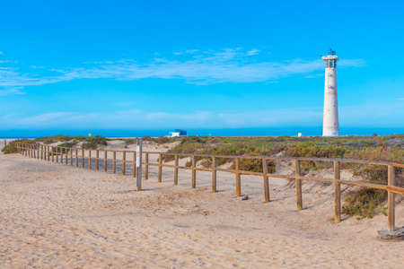 Morro Jable Lighthouse at Fuerteventura, Canary islands, Spain.の写真素材