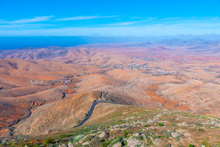 Aerial view of barren landscape at Fuerteventura, Canary islands, Spain.