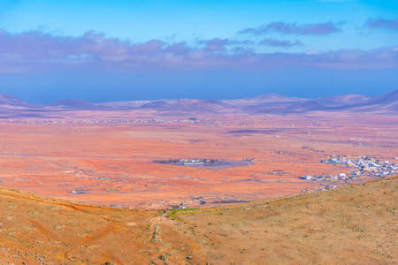 Aerial view of barren landscape at Fuerteventura, Canary islands, Spain.