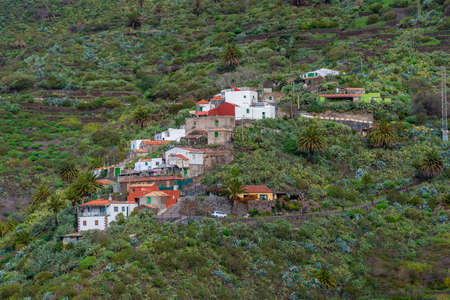 Masca village situated in a picturesque valley, Tenerife, Canary Islands, Spain.の写真素材