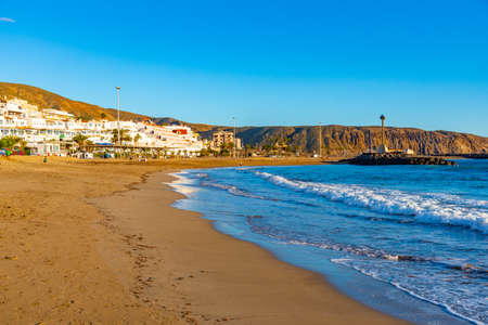 Playa de las Vistas at Tenerife, Canary islands, Spain.のeditorial素材
