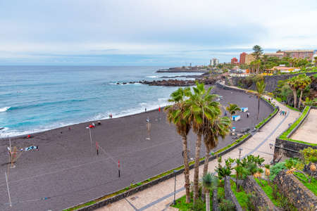 Playa Maria Jimenez at Puerto de la Cruz, Tenerife, Canary islands, Spain.の写真素材