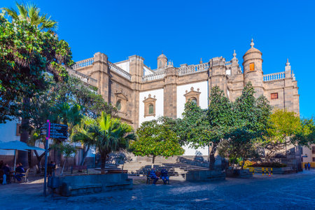 Las Palmas, Spain, Janury 20, 2021: Catedral de Santa Ana at Las Palmas de Gran Canaria, Canary islands, Spain.のeditorial素材