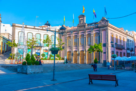 Arucas, Spain, Janury 18, 2021: Plaza de la Constitucion at Arucas at Gran Canaria, Canary islands, Spain.のeditorial素材