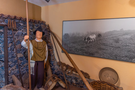 Garajonay, Spain, January 15, 2021: Historical exposition at the visitors center of Garajonay national park at La Gomera, Canary Islands, Spain.のeditorial素材