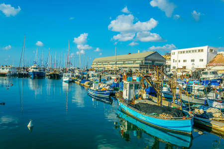 Boats mooring in the port of Jaffa, Tel Aviv, Israelのeditorial素材