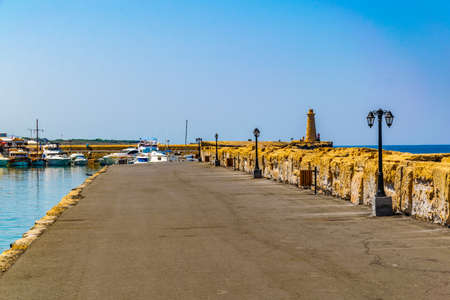 Pier at port in Kyrenia/Girne during a sunny summer day, Cyprusのeditorial素材