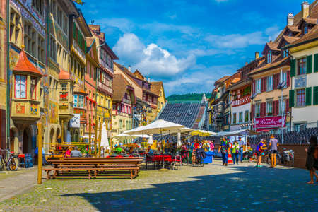 STEIN AM RHEIN, SWITZERLAND, JULY 23, 2016: View of the main street of the Stein am Rhein town in Switzerland.のeditorial素材