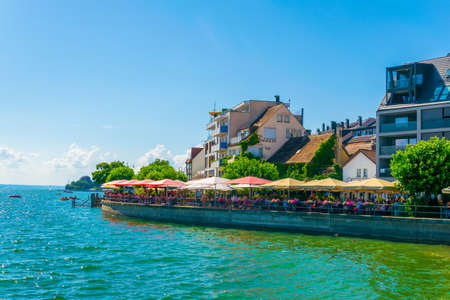 FRIEDRICHSHAFEN, GERMANY, JULY 24, 2016: View of a lakeside promenade of the german city...