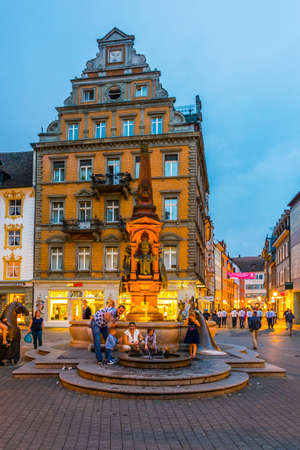 KONSTANZ, GERMANY, JULY 23, 2016: View of the kaiserbrunnen fountain situated on the markstatte...