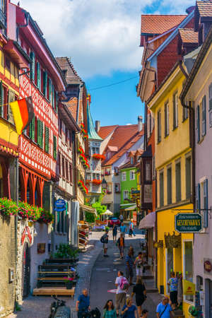 MEERSBURG, GERMANY, JULY 24, 2016: People are walking through the main alley of the German city Meersburgのeditorial素材