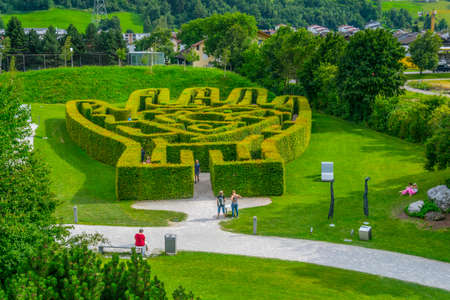 WATTENS, AUSTRIA, JULY 27, 2016: View of a maze inside of the swarovski Kristallwelten complex in Wattens, Austria.のeditorial素材