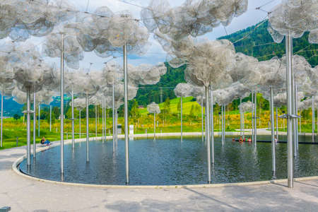 WATTENS, AUSTRIA, JULY 27, 2016: Sculpture called Clouds inside of the swarovski Kristallwelten complex in Wattens, Austria.のeditorial素材