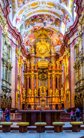 MELK, AUSTRIA, MAY 16, 2015: St. Peter and Paul Church in Melk Abbey in Melk, Austria. Abbey Church is considered one of the most beautiful in Austria, built in baroque churches.のeditorial素材