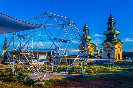 LINZ, AUSTRIA, JULY 30, 2016: View of the Hohenrausch open air exhibition taking place on rooftops...