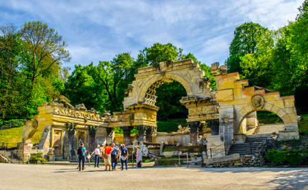 VIENNA, AUSTRIA, APRIL 30, 2015: Ruins in gardens of Schonbrunn palace. Building was designed by the architect Johann Ferdinand Hetzendorf von Hohenbergのeditorial素材