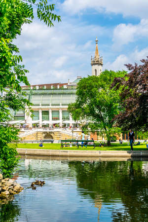 VIENNA, AUSTRIA, JUNE 2016: people are walking around the famous palmenhaus cafe situated next to the hofburg palace in Vienna, Austriaのeditorial素材