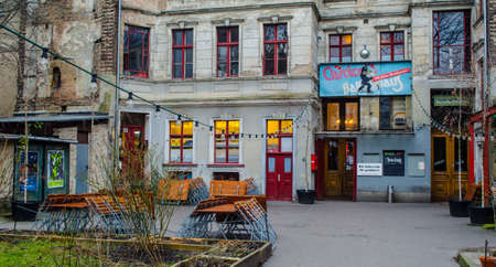 BERLIN, GERMANY, MARCH 12, 2015: complex of nine courtyards hidden among tall buildings was transformed into tranquil zone with shops, restaurants and cinema. it is called Hackesche Hofe.のeditorial素材