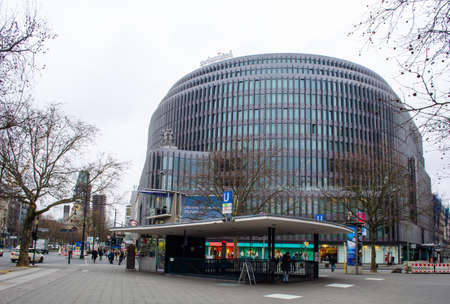 BERLIN, GERMANY, MARCH 12, 2015: View of the most famous shopping boulevard in Berlin - kurfirstendamm.のeditorial素材