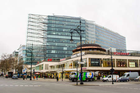 BERLIN, GERMANY, MARCH 12, 2015: View of the most famous shopping boulevard in Berlin - kurfirstendamm.のeditorial素材