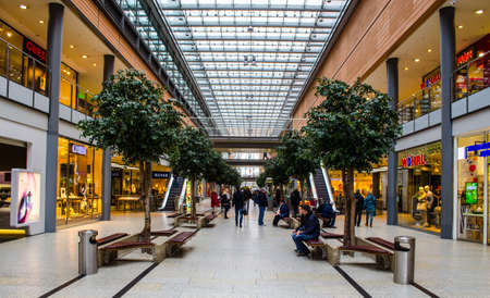 BERLIN, GERMANY, MARCH 12, 2015: interior of a shopping mall near potzdamer platz in berlin.