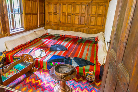 LOVECH, BULGARIA, MAY 2, 2016: Interior of the Varosha architectural and historical reserve, with Drasova and Rashova memorial houses in Lovech, Bulgariaのeditorial素材