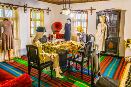 LOVECH, BULGARIA, MAY 2, 2016: Interior of the Varosha architectural and historical reserve, with Drasova and Rashova memorial houses in Lovech, Bulgariaのeditorial素材