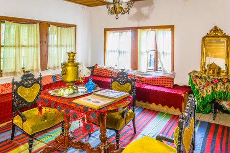 LOVECH, BULGARIA, MAY 2, 2016: Interior of the Varosha architectural and historical reserve, with Drasova and Rashova memorial houses in Lovech, Bulgariaのeditorial素材