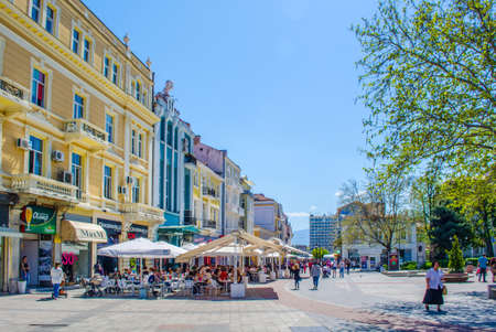 PLOVDIV, BULGARIA, APRIL 7, 2015: The main square in bulgarian city plovdiv is especially marvelous...