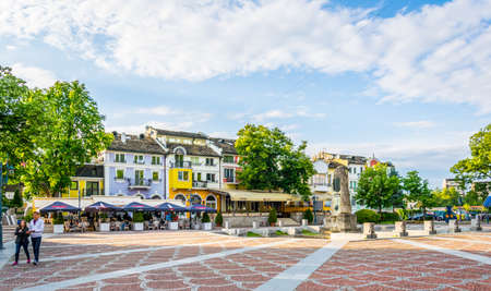 LOVECH, BULGARIA, MAY 2, 2016: View of the main square of the bulgarian city Lovechのeditorial素材