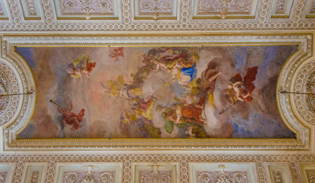 CASERTA, ITALY - JUNE 1: View over interior of Palazzo Reale in Caserta on June 1, 2014. It was the...