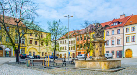 HRADEC KRALOVE, CZECH REPUBLIC, APRIL 30, 2015: view over so-called small square (male namesti) in czech city hradec kraloveのeditorial素材