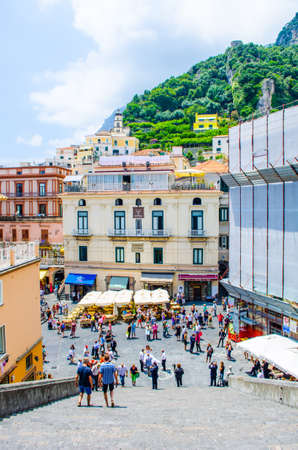 AMALFI, ITALY - JUNE 28, 2014: picturesque summer landscape of town Amalfi, Italy. Amalfi is included in the UNESCO World Heritage Sites.のeditorial素材