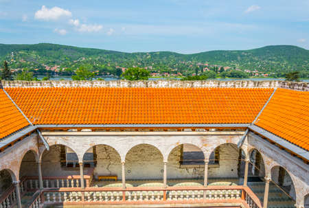 VISEGRAD, HUNGARY MAY 22, 2016: View of a balcony of the royal palace in Visegrad, Hungaryのeditorial素材
