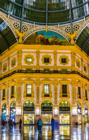 MILANO, ITALY, MARCH 13, 2016: view of one of the world's oldest shopping galleries - Vittorio Emanuele II gallery in Milanoのeditorial素材