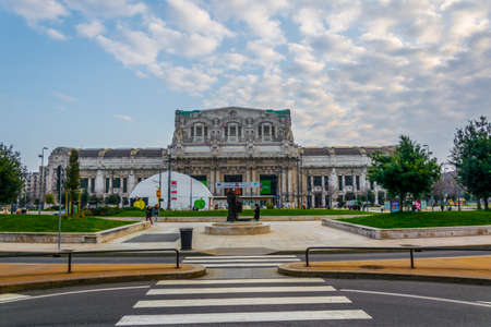 MILANO, ITALY, MARCH 13, 2016: view of the milano centrale train station, italy.のeditorial素材