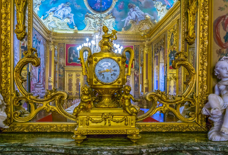 TORINO, ITALY, MARCH 12, 2016: view of a dinning hall of the palazzo reale in the italian city torino.のeditorial素材