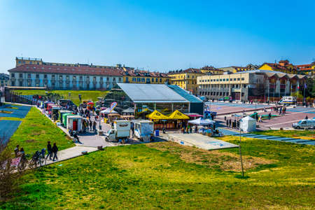 TORINO, ITALY, MARCH 12, 2016: view of a street food festival taking place in torino, italyのeditorial素材