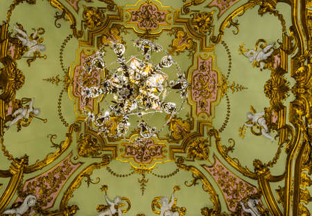 GENOA, ITALY, MARCH 13, 2016: view of a decorative ceiling of the palazzo reale in the italian city...
