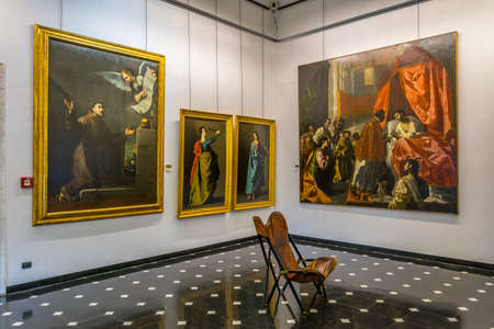 GENOA, ITALY, MARCH 13, 2016: view of a gallery situated inside of the palazzo bianco in the italian city Genoa.のeditorial素材