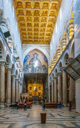 PISA, ITALY, MARCH 14, 2016: view of the interior of the cathedral of Pisa in Italyのeditorial素材