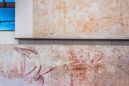 PISA, ITALY, MARCH 14, 2016: View of frescoes in the museo delle sinopie formerly situated inside of the camposanto cemetery.のeditorial素材