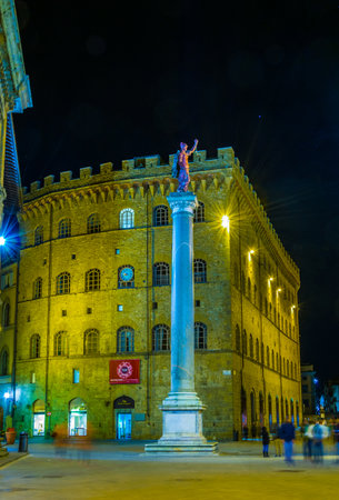 FLORENCE, ITALY, MARCH 15, 2016: Night view of the illuminated via de Tornabuoni - the most expansive shopping street in Florenceのeditorial素材