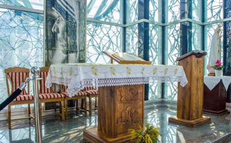 SKOPJE, MACEDONIA, FEBRUARY 16, 2015: Chapel of The Mother Teresa Memorial House is dedicated to the humanitarian and Nobel Peace Prize laureate Mother Teresa in Skopjeのeditorial素材