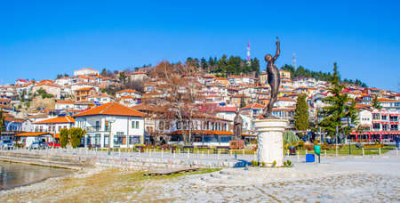 OHRID, MACEDONIA, FEBRUARY 14, 2014: view of the historical part of ohrid town in macedonia - fyrom...