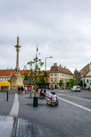 SOPRON, HUNGARY, JUNE 17, 2016: View of the main boulevard Varkerulet surrounding the historical center of the hungarian city Sopron.のeditorial素材